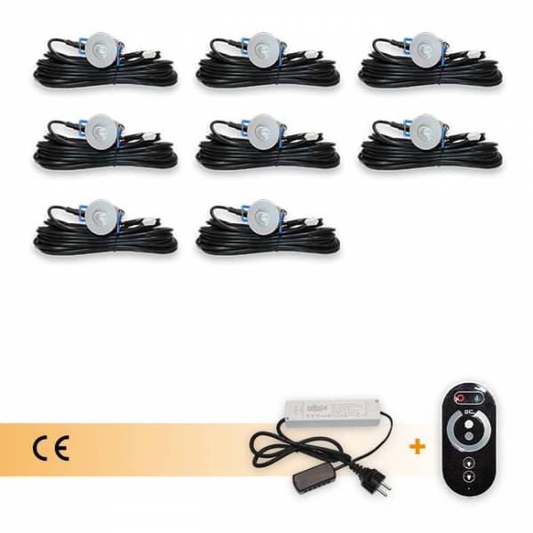 Set van 8 LED spotjes dimbaar